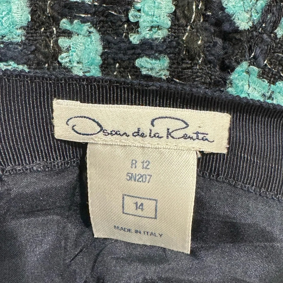 OSCAR DE LA RENTA Tweed Bright Blue Patchwork Pencil Skirt - Picture 3 of 4